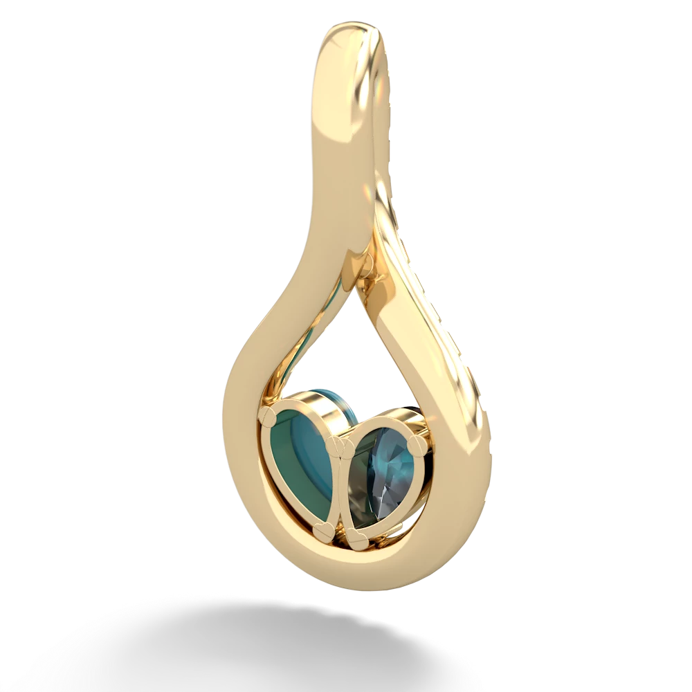 Alexandrite Pave Twist 'One Heart' 14K Yellow Gold pendant P5360