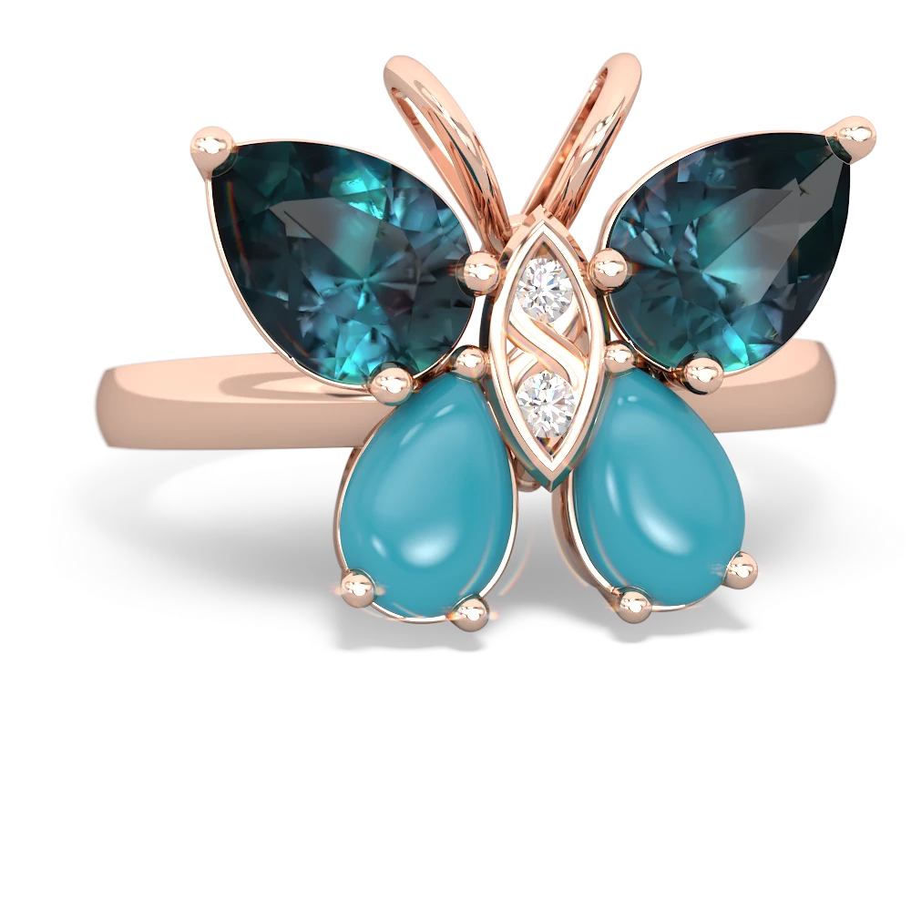 Alexandrite Butterfly 14K Rose Gold ring R2215