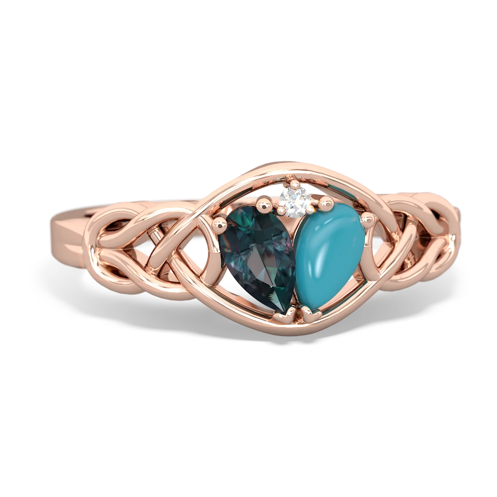 Alexandrite Celtic Love Knot 14K Rose Gold ring R5420