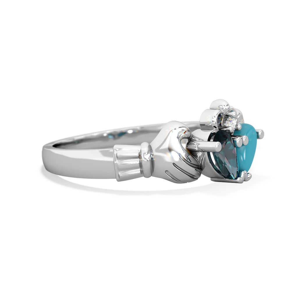 Alexandrite 'Our Heart' Claddagh 14K White Gold ring R2388