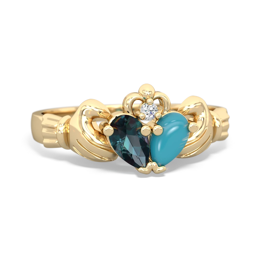 Alexandrite 'Our Heart' Claddagh 14K Yellow Gold ring R2388