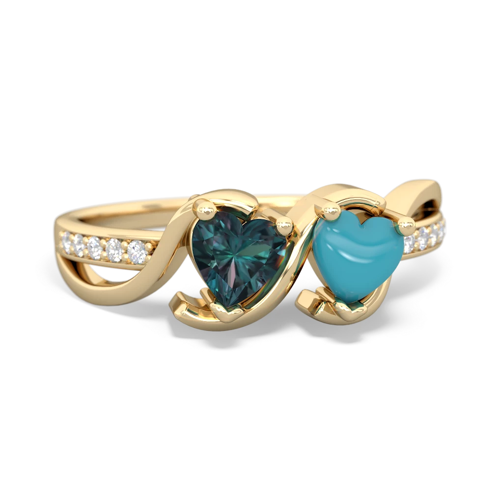 Alexandrite Side By Side 14K Yellow Gold ring R3090