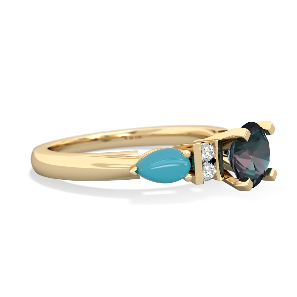 Alexandrite 6Mm Round Eternal Embrace Engagement 14K Yellow Gold ring R2005