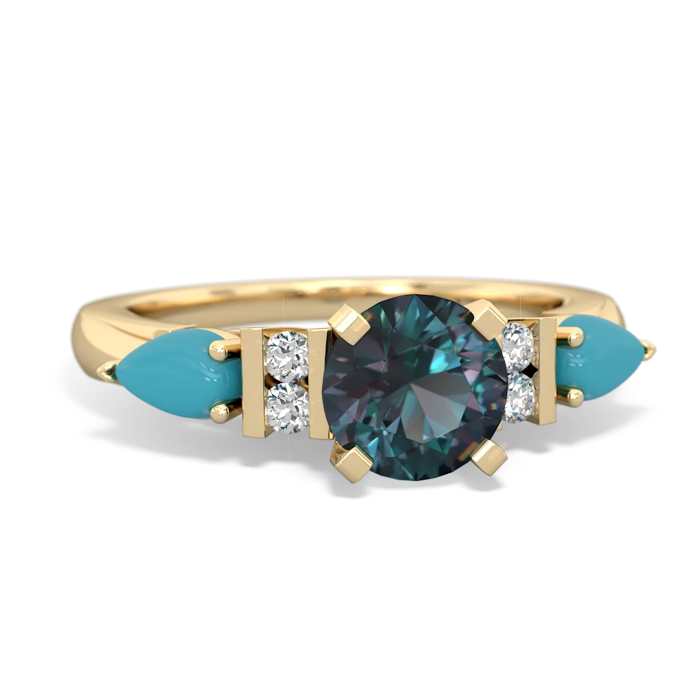 Alexandrite 6Mm Round Eternal Embrace Engagement 14K Yellow Gold ring R2005