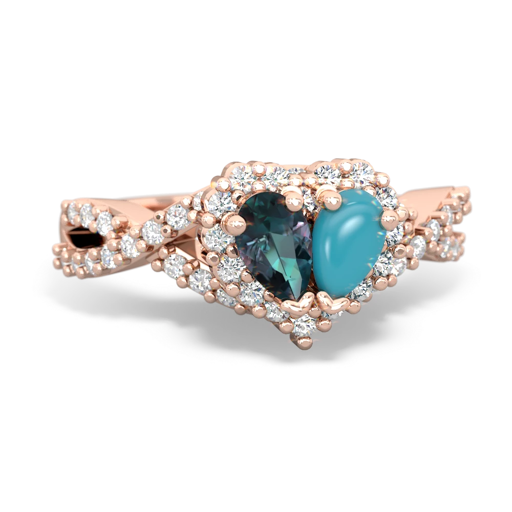 Alexandrite Diamond Twist 'One Heart' 14K Rose Gold ring R2640HRT