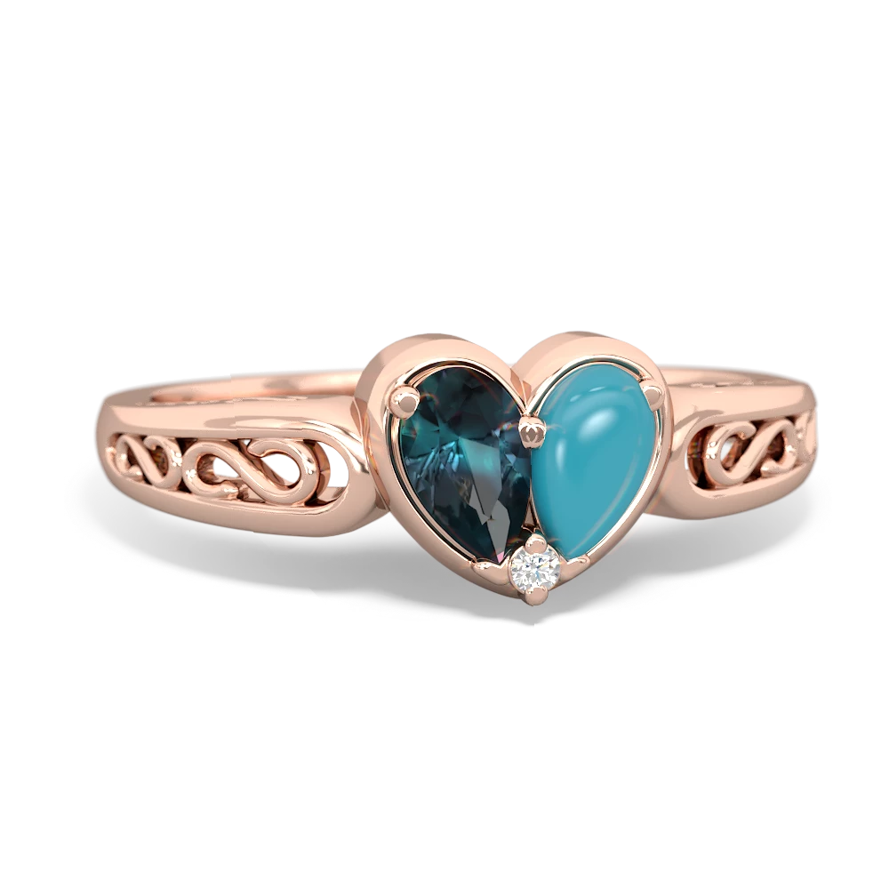 Alexandrite Filligree 'One Heart' 14K Rose Gold ring R5070