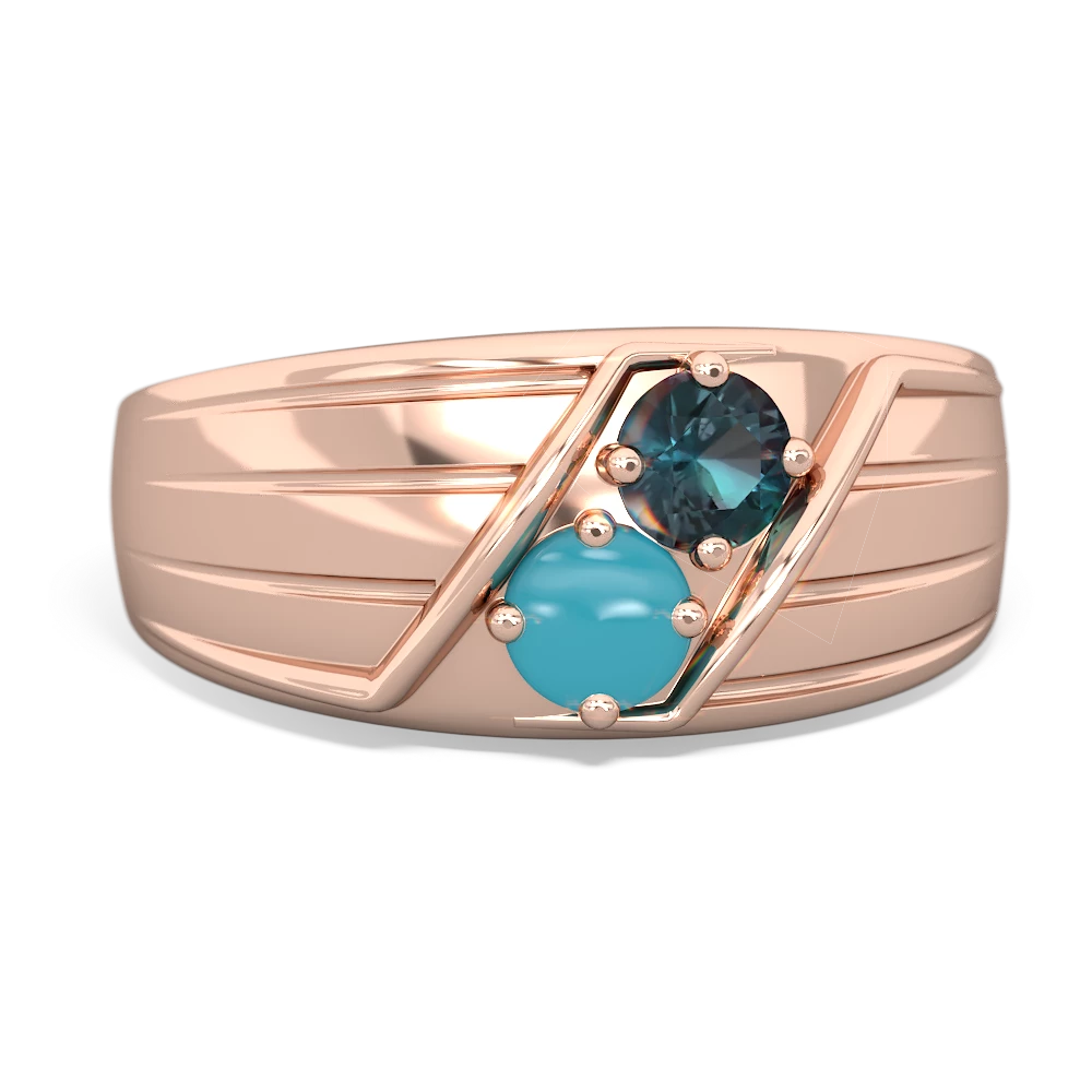 Alexandrite Men's Streamline 14K Rose Gold ring R0460