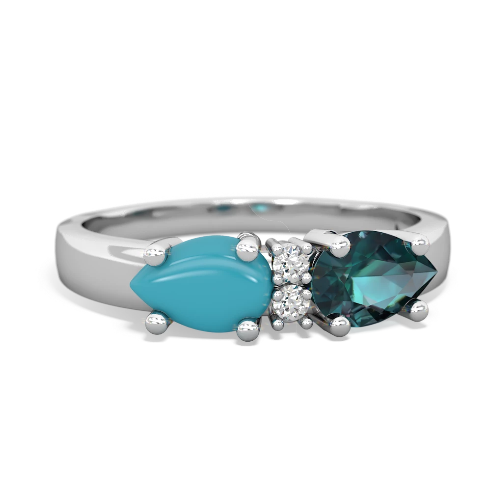 Alexandrite Pear Bowtie 14K White Gold ring R0865