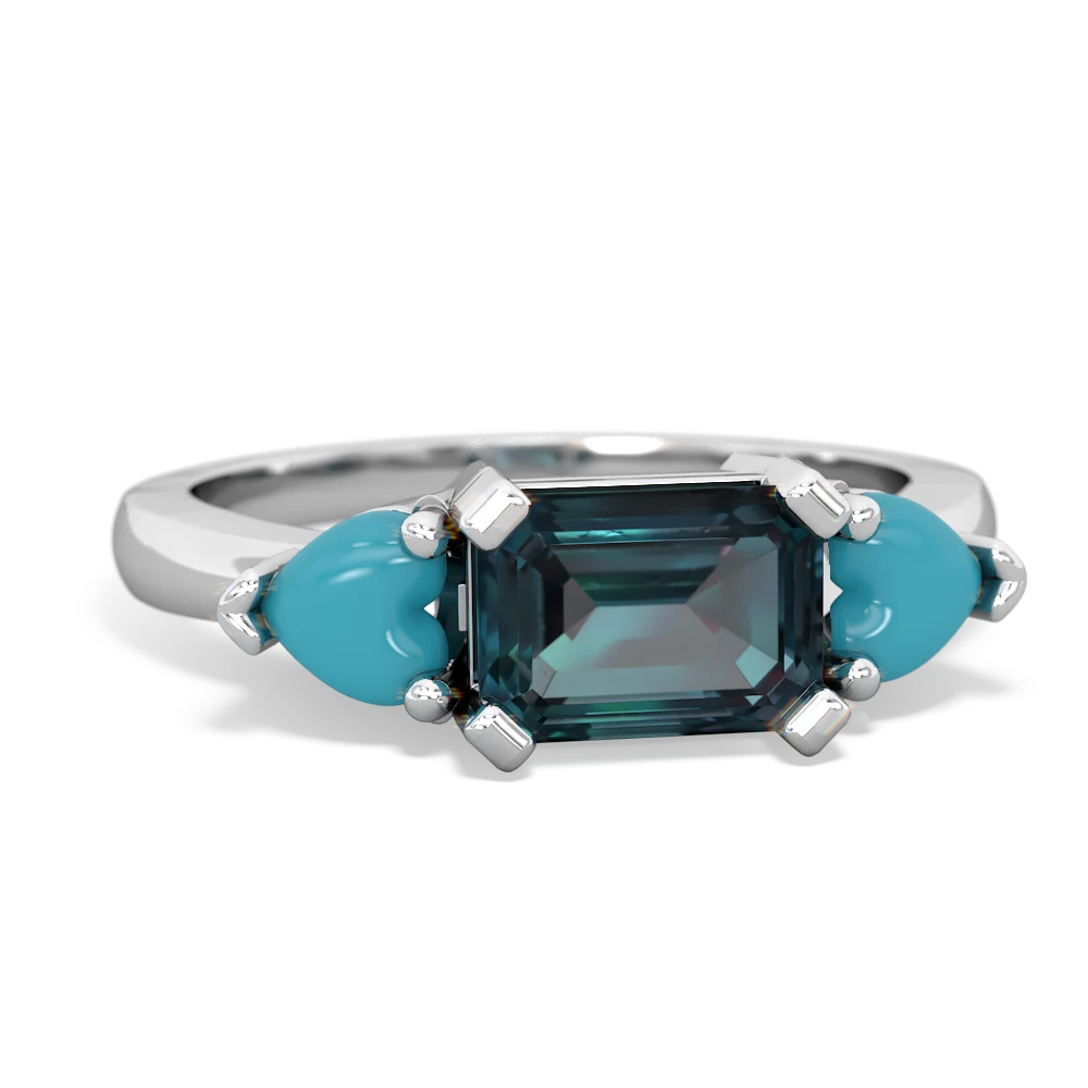 Alexandrite Three Stone 14K White Gold ring R5235