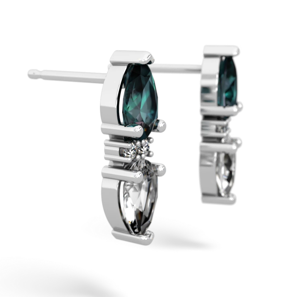 Alexandrite Bowtie Drop 14K White Gold earrings E0865