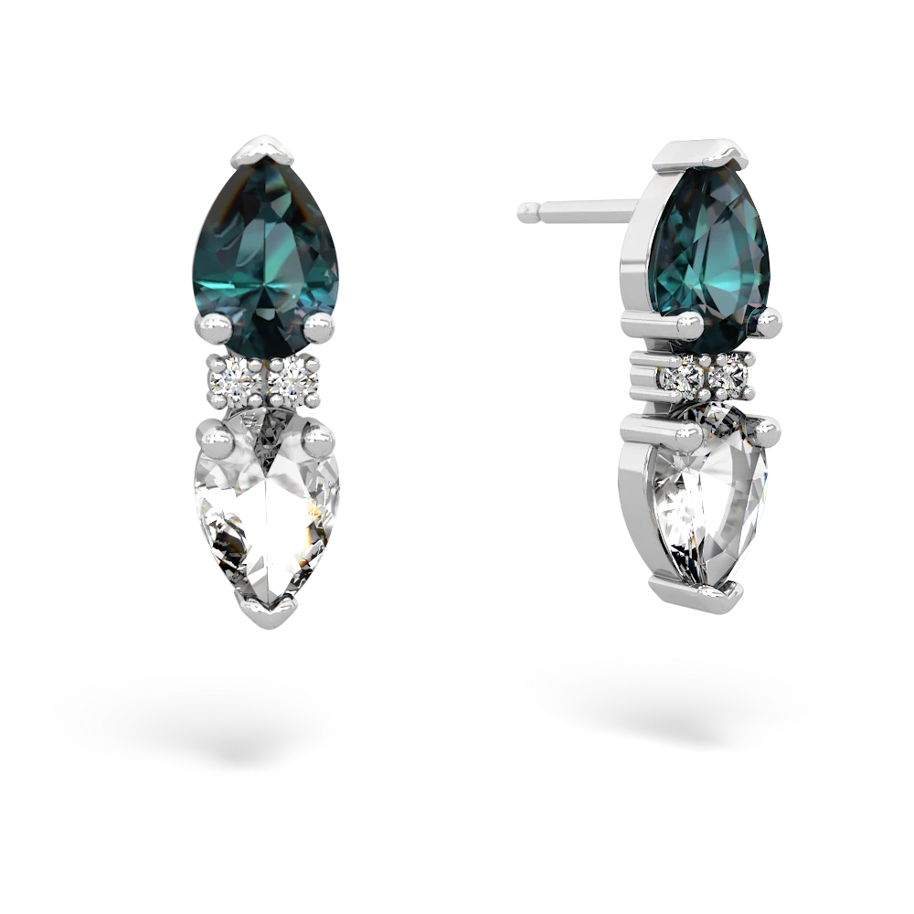 Alexandrite Bowtie Drop 14K White Gold earrings E0865