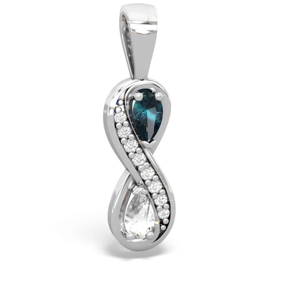 Alexandrite Diamond Infinity 14K White Gold pendant P5390