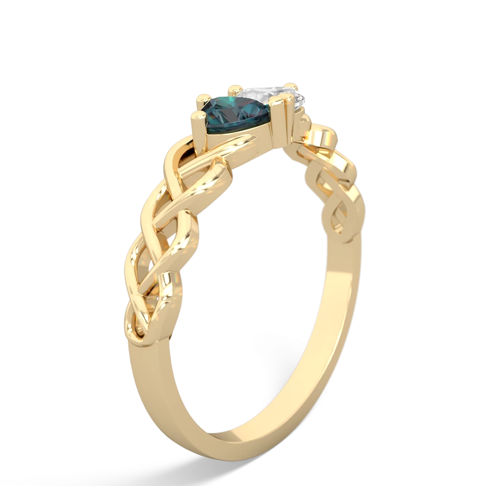 Alexandrite Heart To Heart Braid 14K Yellow Gold ring R5870