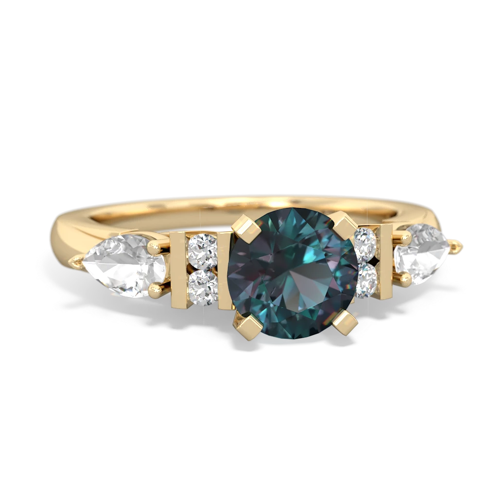 Alexandrite 6Mm Round Eternal Embrace Engagement 14K Yellow Gold ring R2005