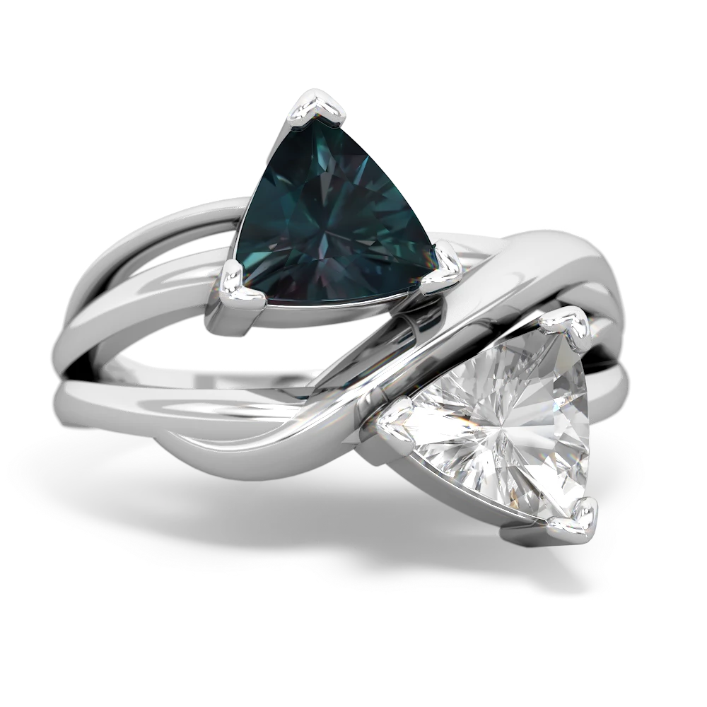 Alexandrite Split Band Swirl 14K White Gold ring R2341