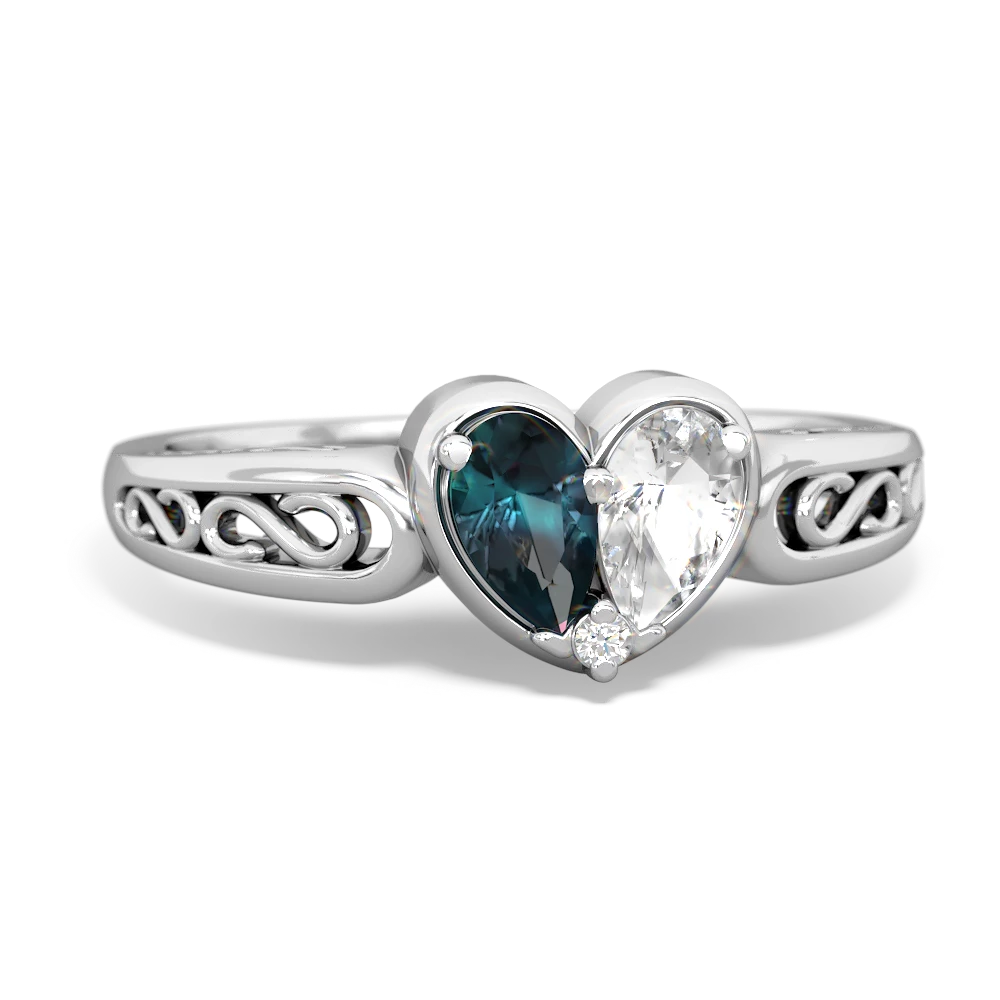 Alexandrite Filligree 'One Heart' 14K White Gold ring R5070