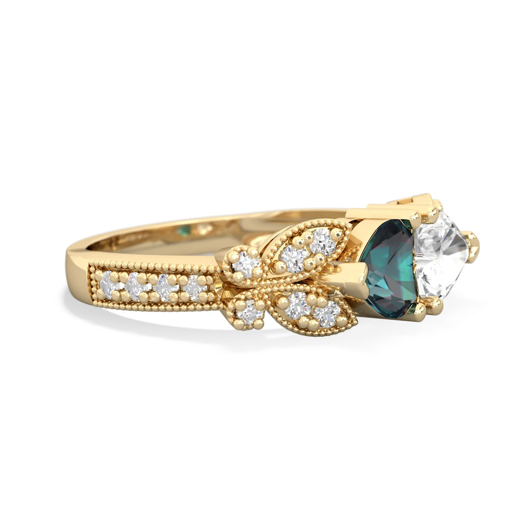 Alexandrite Diamond Butterflies 14K Yellow Gold ring R5601