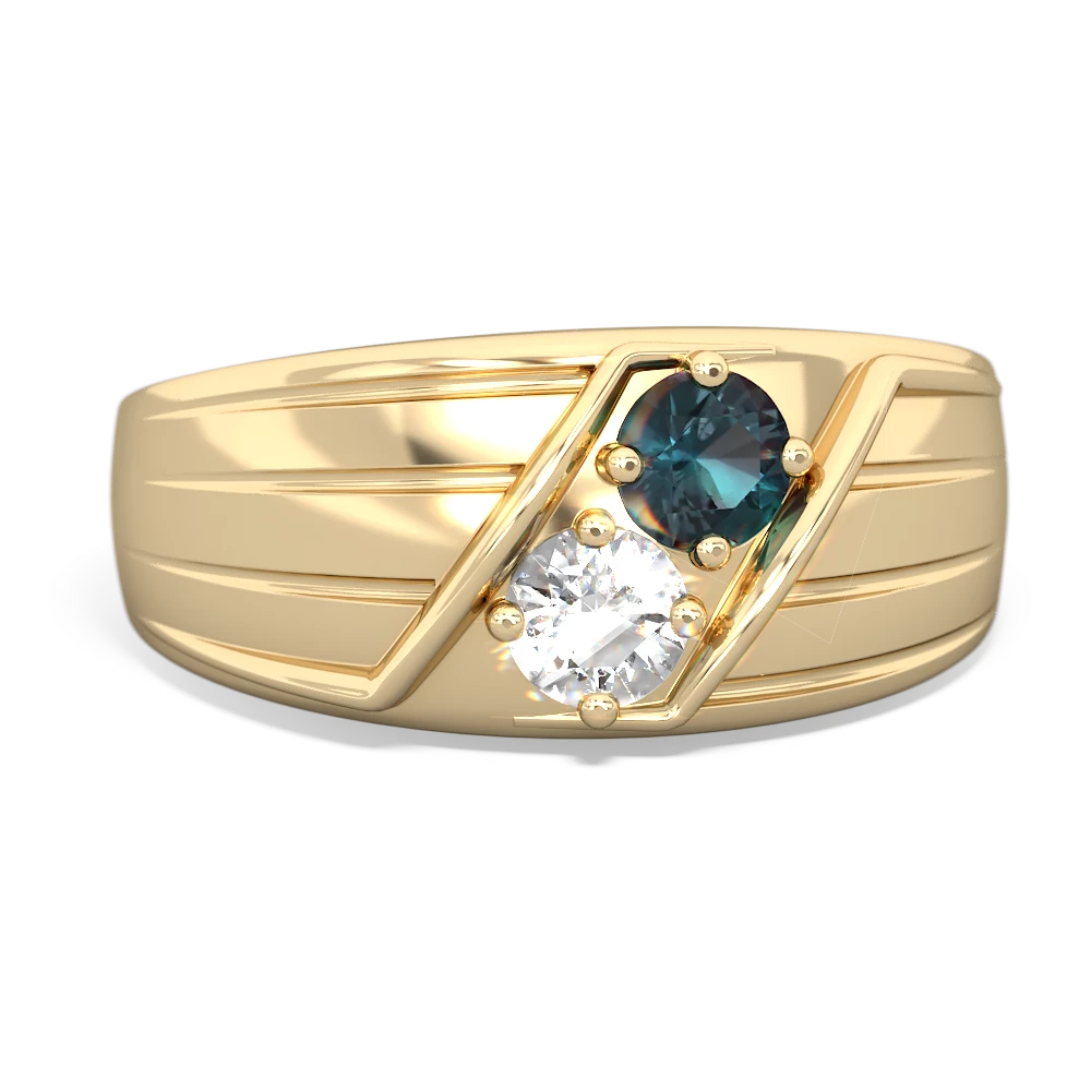 Alexandrite Men's Streamline 14K Yellow Gold ring R0460