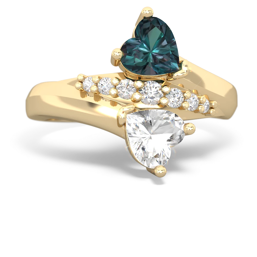 Alexandrite Heart To Heart 14K Yellow Gold ring R2064