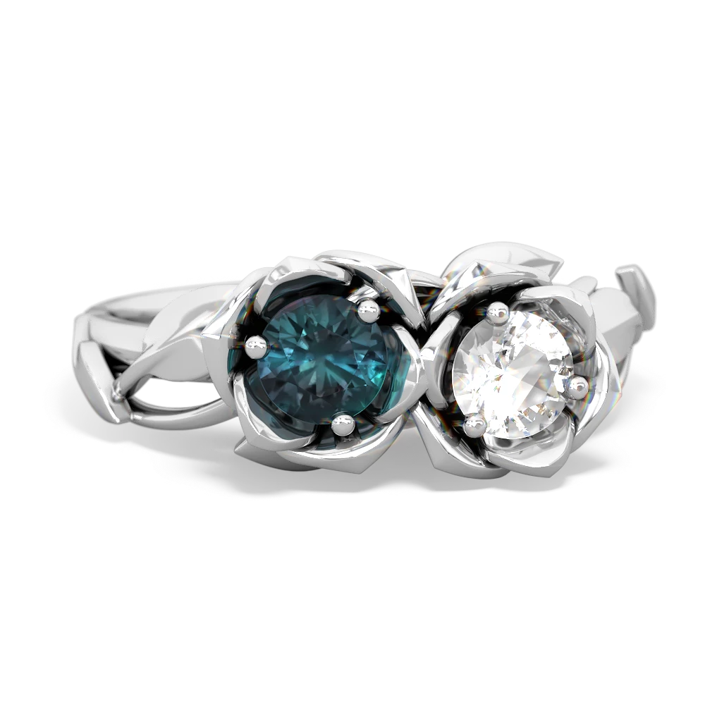 Alexandrite Rose Garden 14K White Gold ring R5510