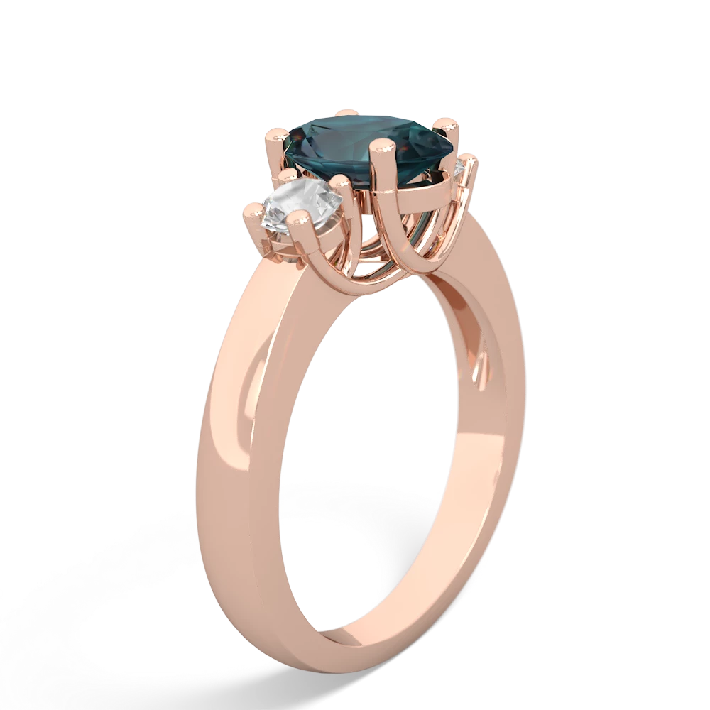 Alexandrite Three Stone Oval Trellis 14K Rose Gold ring R4024