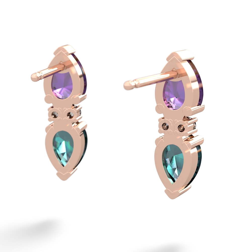 Amethyst Bowtie Drop 14K Rose Gold earrings E0865