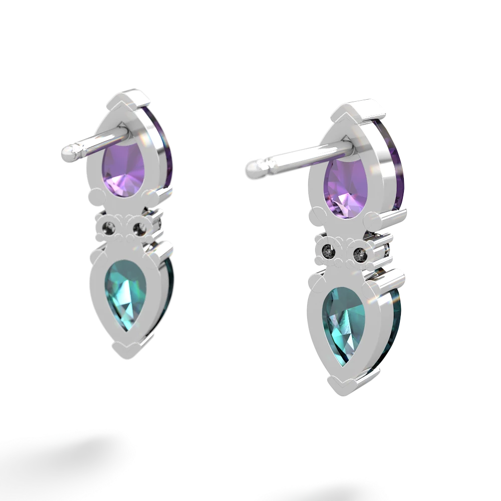 Amethyst Bowtie Drop 14K White Gold earrings E0865