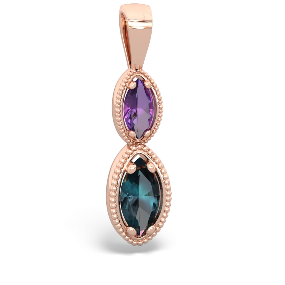 Amethyst Antique-Style Halo 14K Rose Gold pendant P5700