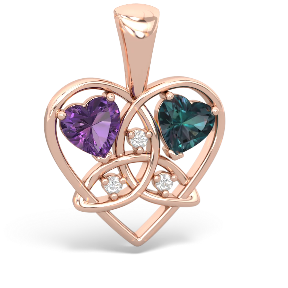 Amethyst Celtic Trinity Heart 14K Rose Gold pendant P5331