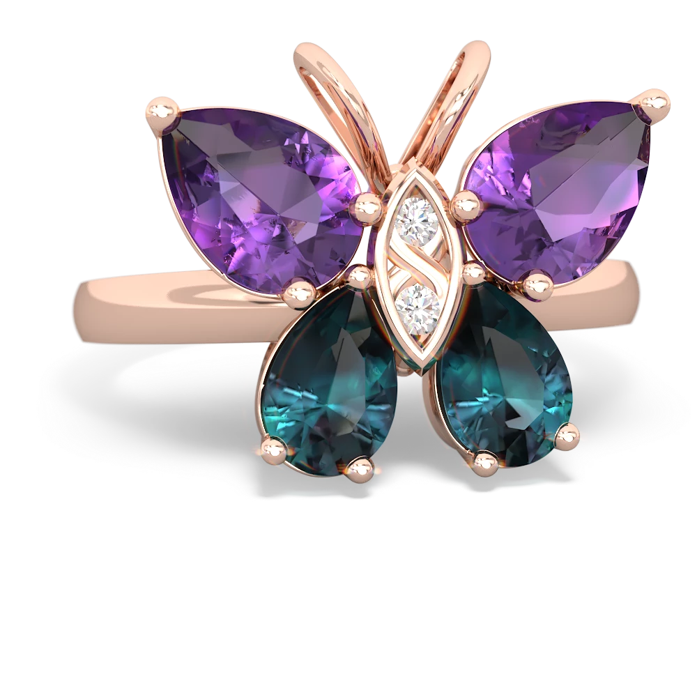 Amethyst Butterfly 14K Rose Gold ring R2215