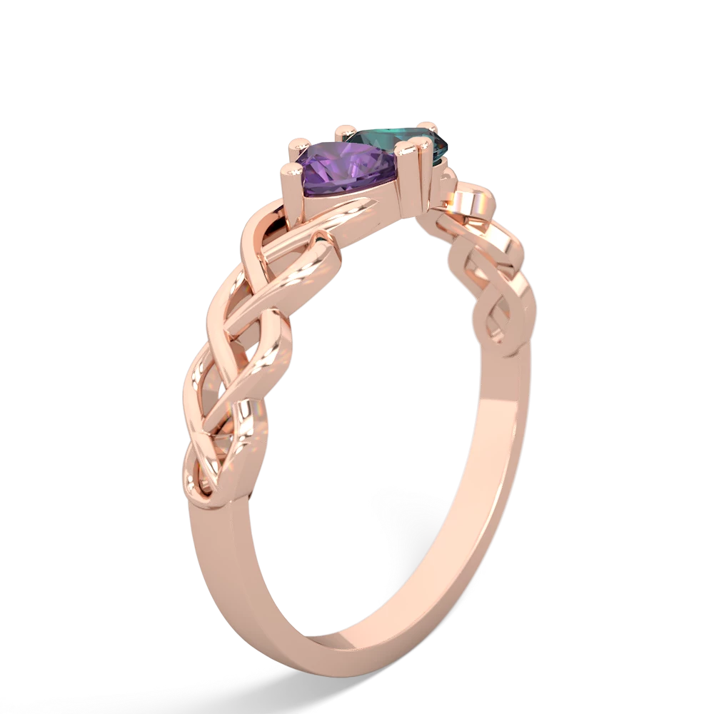 Amethyst Heart To Heart Braid 14K Rose Gold ring R5870