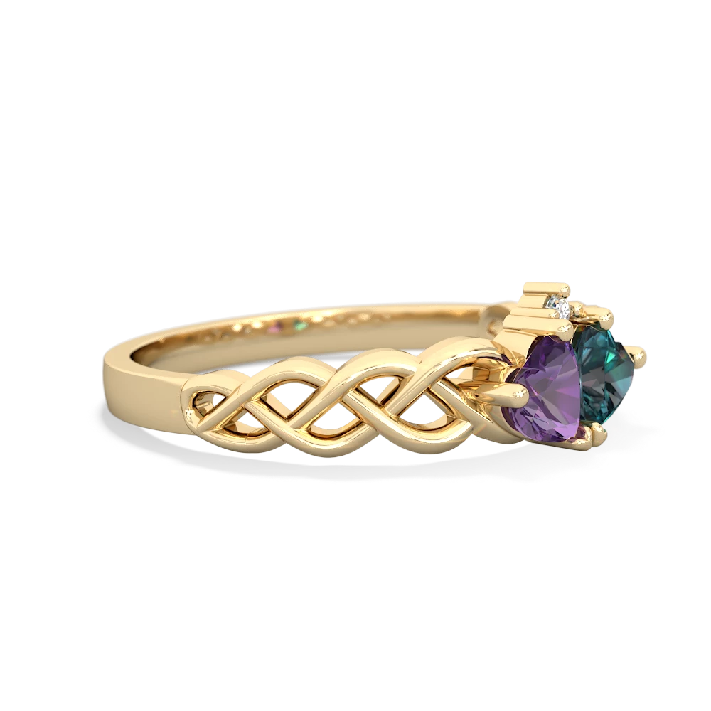 Amethyst Heart To Heart Braid 14K Yellow Gold ring R5870