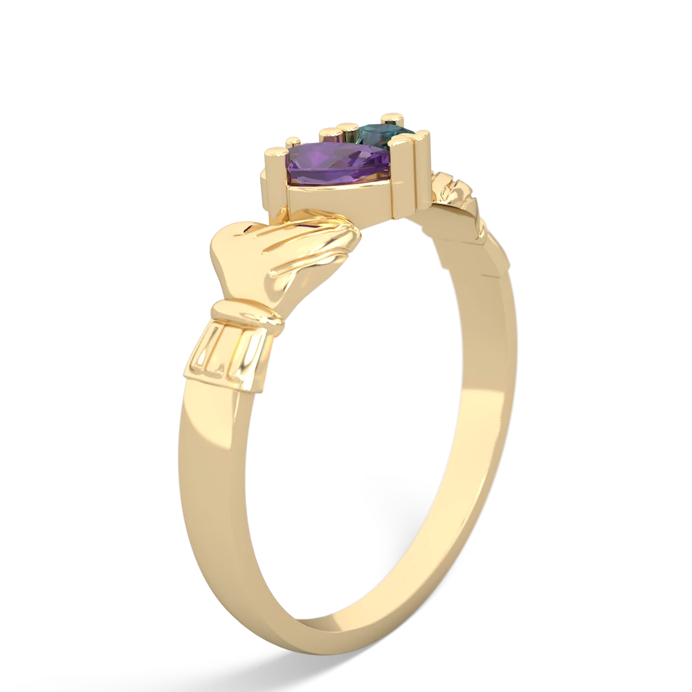 Amethyst 'Our Heart' Claddagh 14K Yellow Gold ring R2388