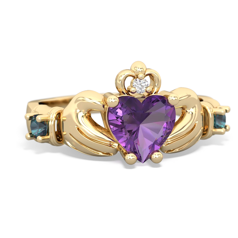 Amethyst Claddagh Keepsake 14K Yellow Gold ring R5245