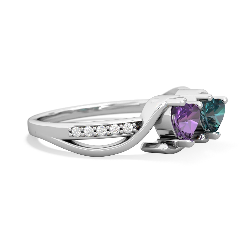 Amethyst Side By Side 14K White Gold ring R3090