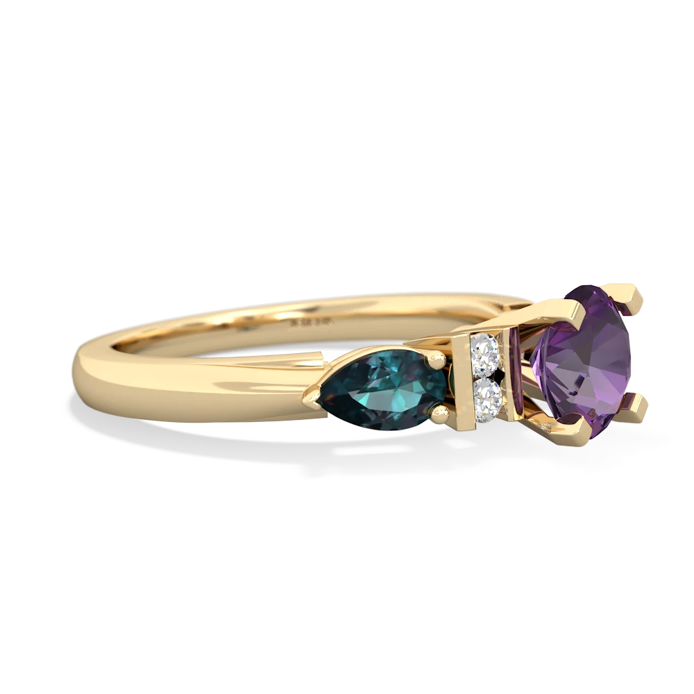 Amethyst 6Mm Round Eternal Embrace Engagement 14K Yellow Gold ring R2005