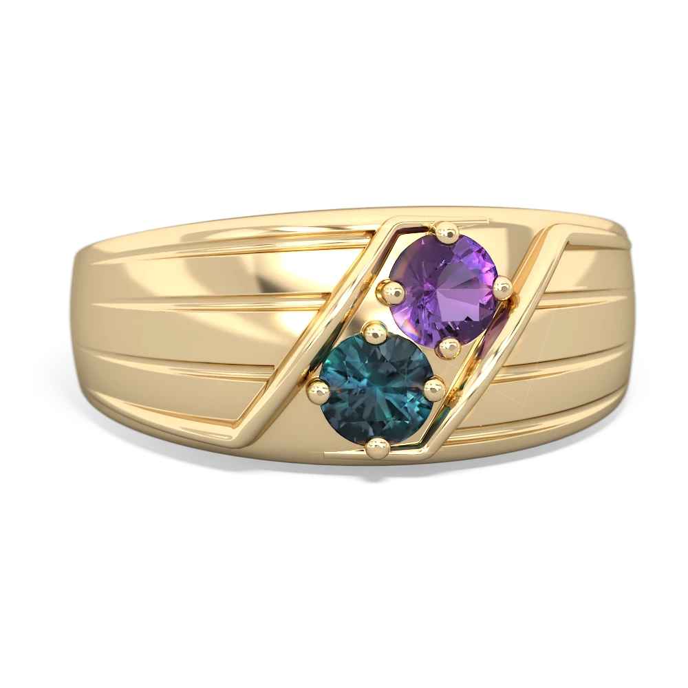 Amethyst Men's Streamline 14K Yellow Gold ring R0460