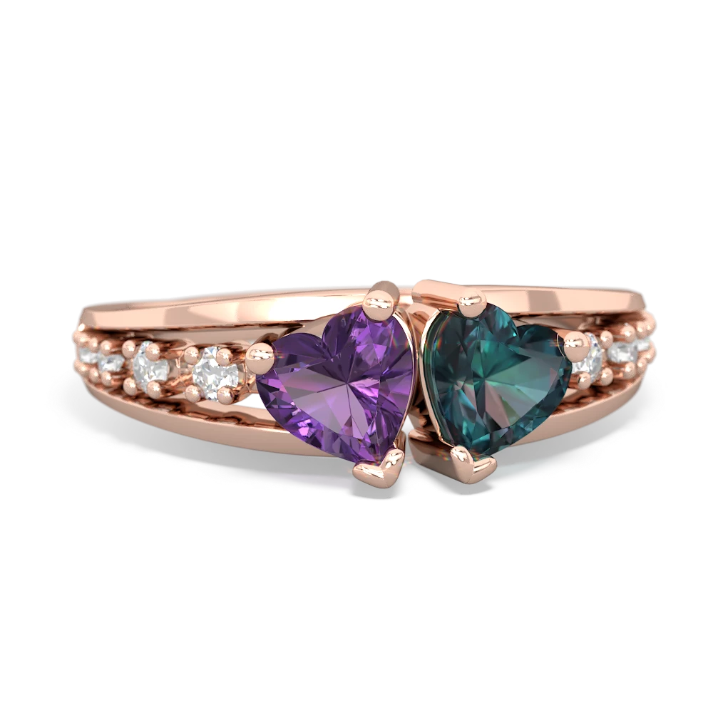 Amethyst Heart To Heart 14K Rose Gold ring R3342