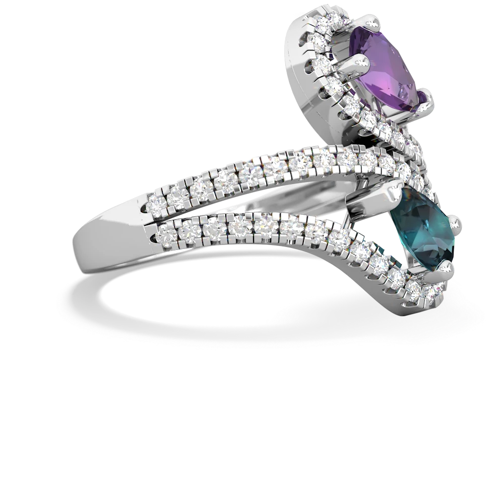 Amethyst Diamond Dazzler 14K White Gold ring R3000