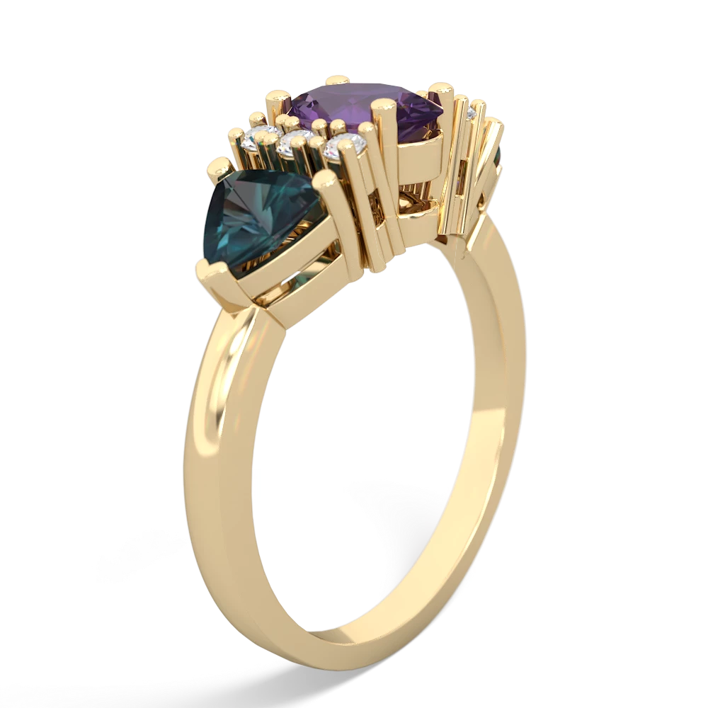 Amethyst Antique Style Three Stone 14K Yellow Gold ring R2186