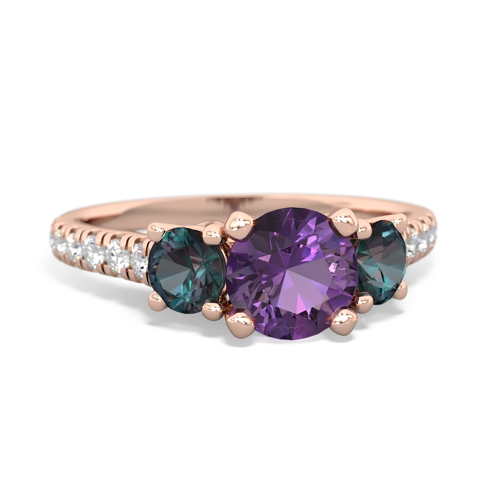 Amethyst Pave Trellis 14K Rose Gold ring R5500