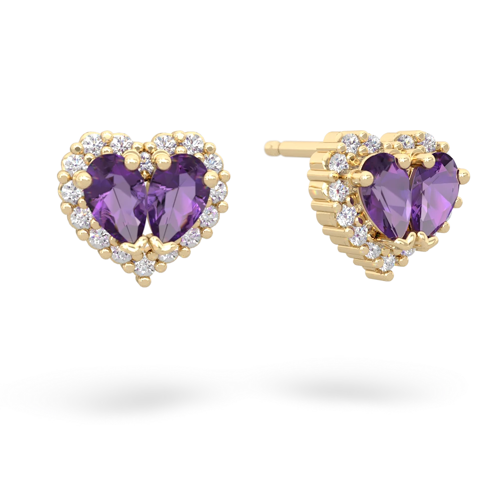 Amethyst Halo 14K Yellow Gold earrings E7008