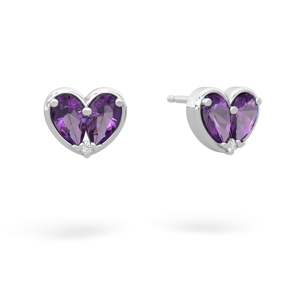 Amethyst 'Our Heart' 14K White Gold earrings E5072