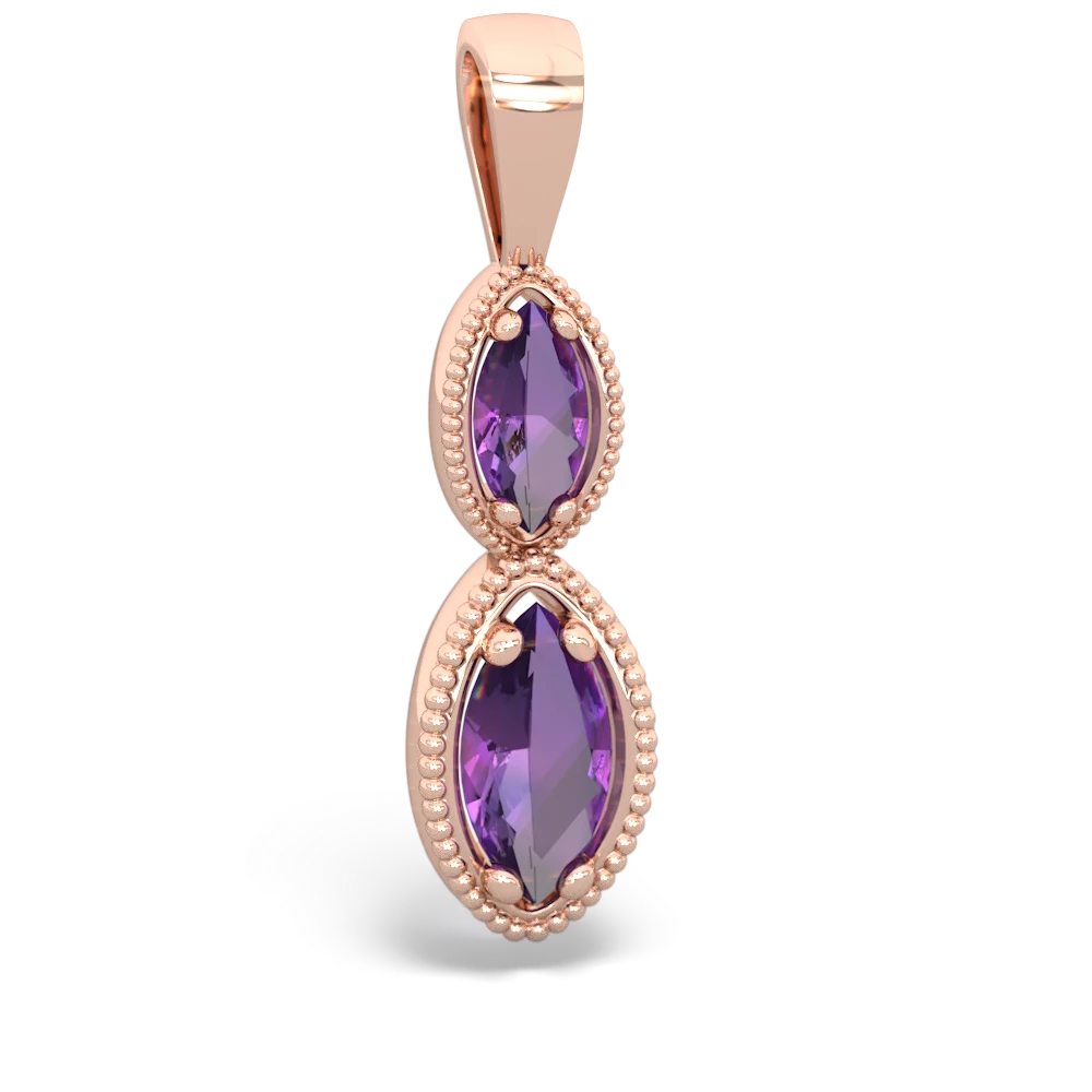 Amethyst Antique-Style Halo 14K Rose Gold pendant P5700