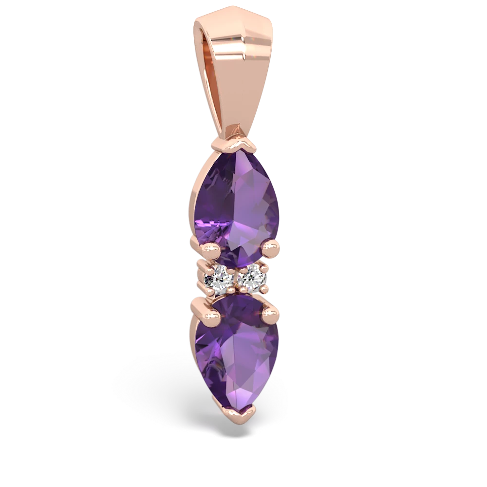 Amethyst Bowtie Drop 14K Rose Gold pendant P0865