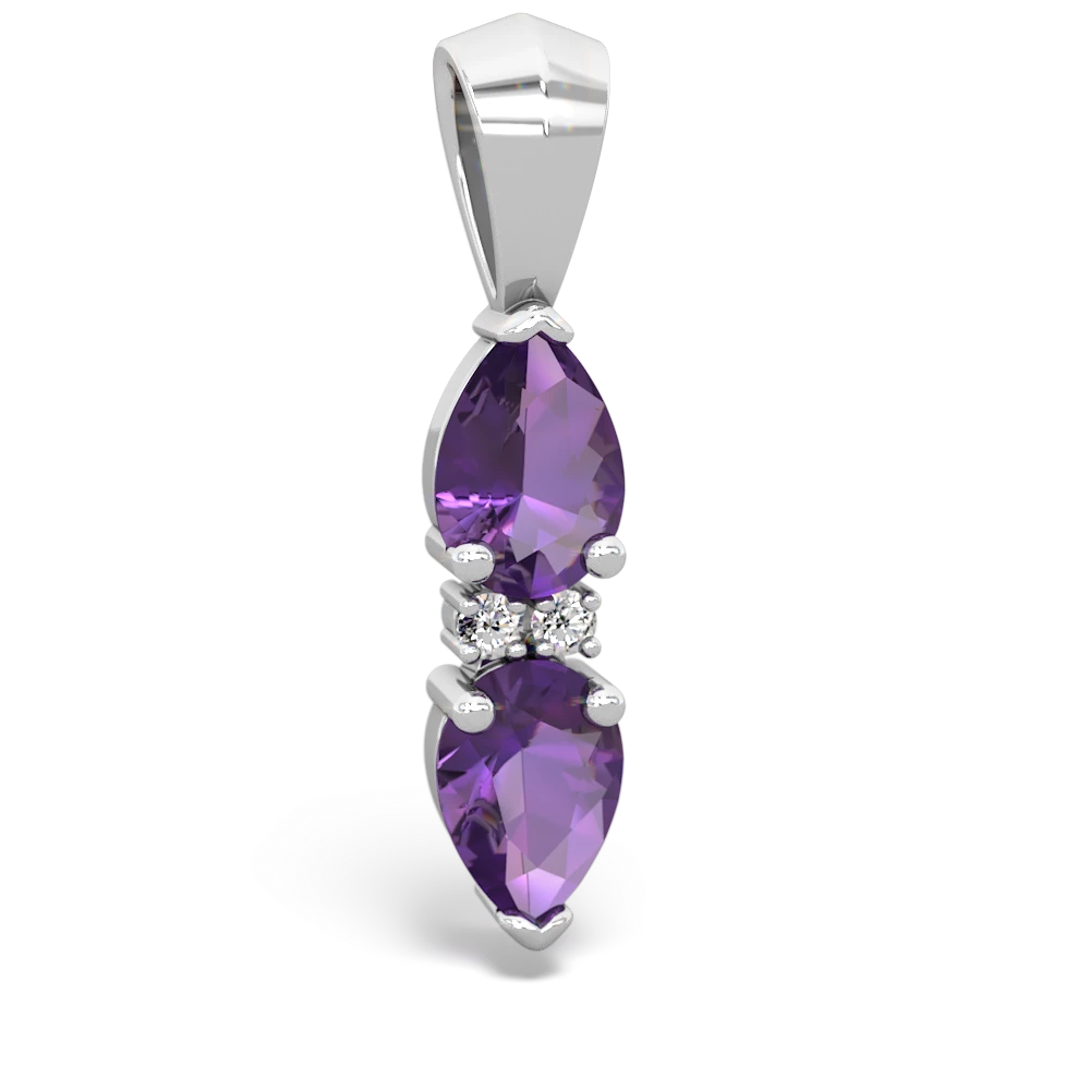 Amethyst Bowtie Drop 14K White Gold pendant P0865