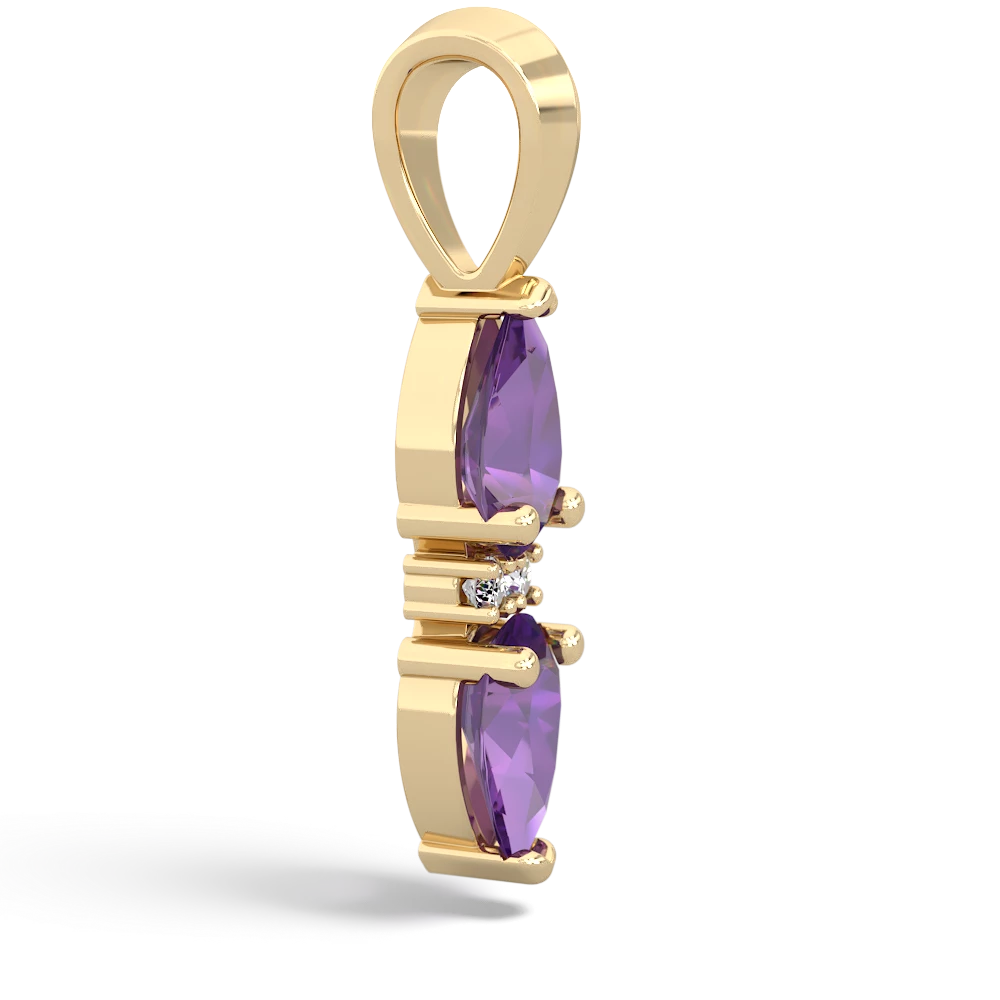 Amethyst Bowtie Drop 14K Yellow Gold pendant P0865