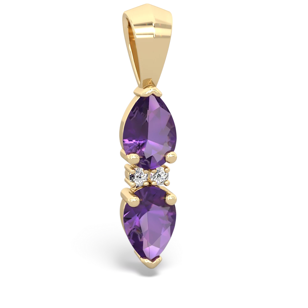 Amethyst Bowtie Drop 14K Yellow Gold pendant P0865