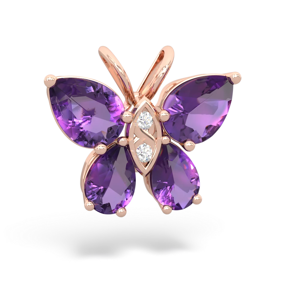 Amethyst Butterfly 14K Rose Gold pendant P2215