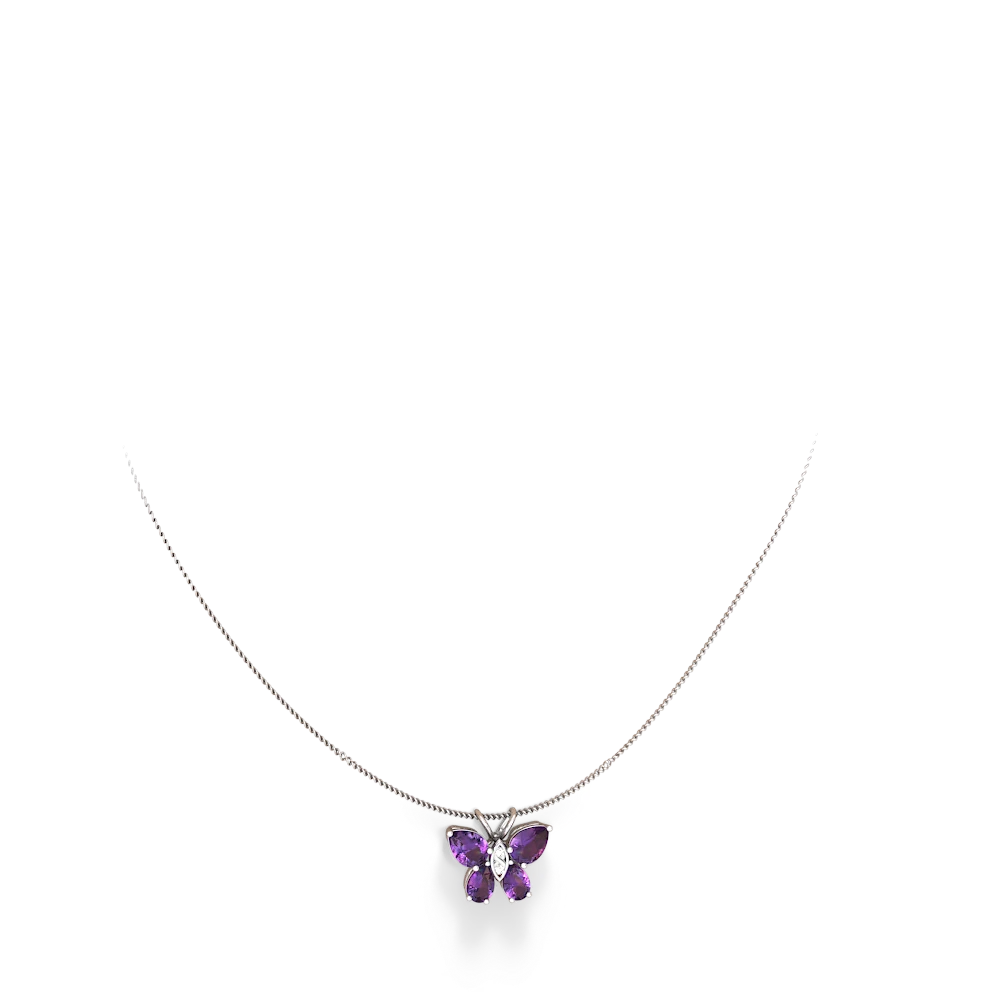 Amethyst Butterfly 14K White Gold pendant P2215